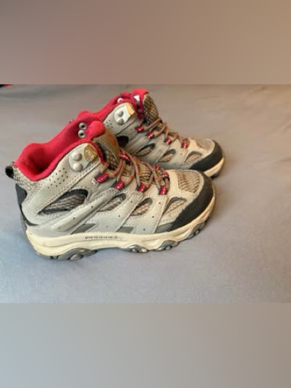 Merrell Gray and Red Kids Hiking Boots